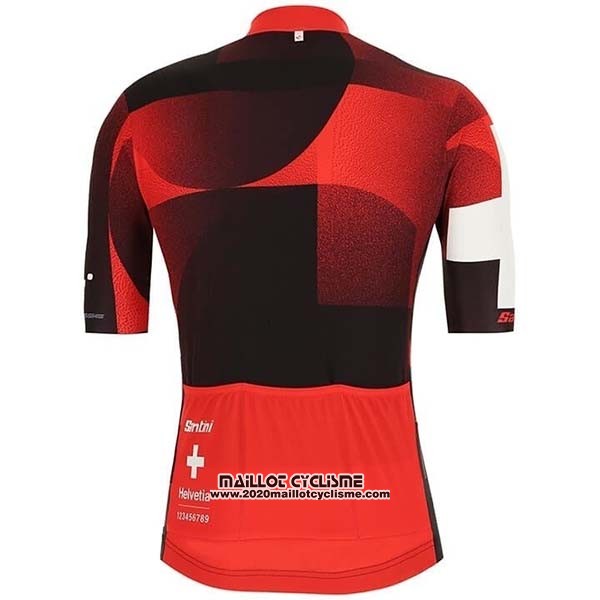 2019 Maillot Ciclismo Tour DE Suisse Rouge Noir Manches Courtes et Cuissard
